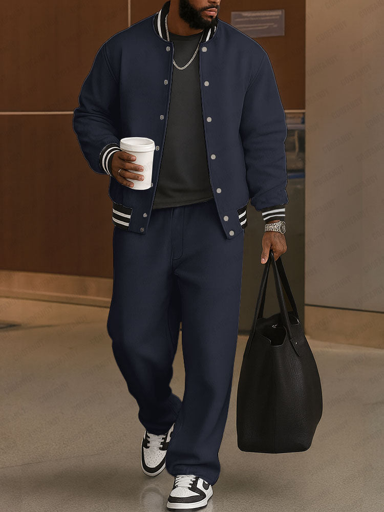 Classic Striped Trim Jacket Pants Set – COOFANDY