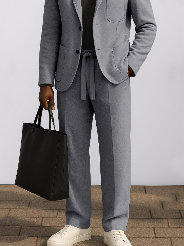 Fashion Suede Contrast Color Suit Set