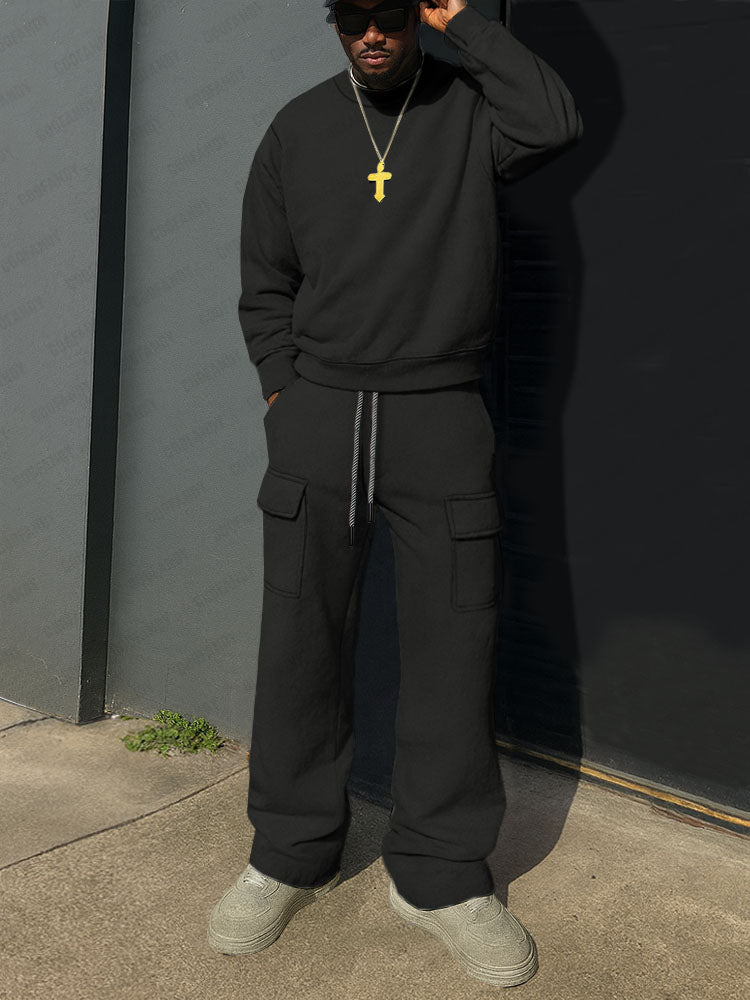 Comfort Ribbed Crewneck Sweatshirt Set
