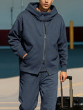 Casual Hooded Two-Way Zip Jacket Set