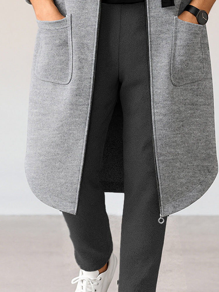 Casual Loose Fit Hooded Longline Jacket
