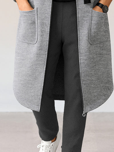 Casual Loose Fit Hooded Longline Jacket