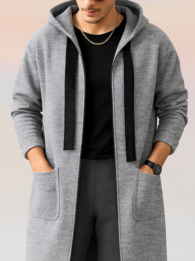 Casual Loose Fit Hooded Longline Jacket