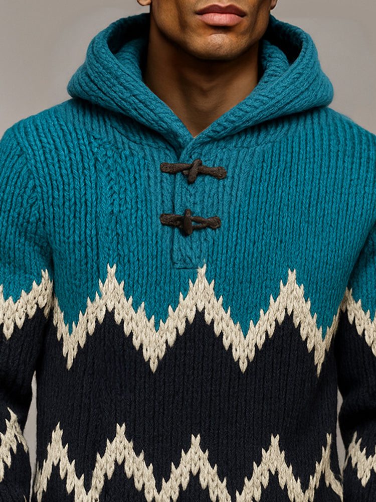Trendy Comfort Hooded Jacquard Sweater