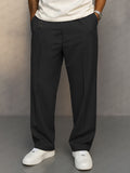 Casual Button Accent Straight Leg Pants