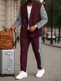 Casual Inspired Color Block Blazer Pants Set