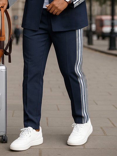 Casual Inspired Color Block Blazer Pants Set
