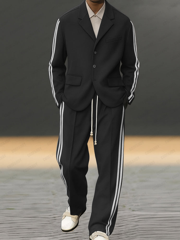 Modern Side Striped Blazer Suit Set
