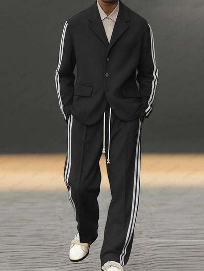 Modern Side Striped Blazer Suit Set