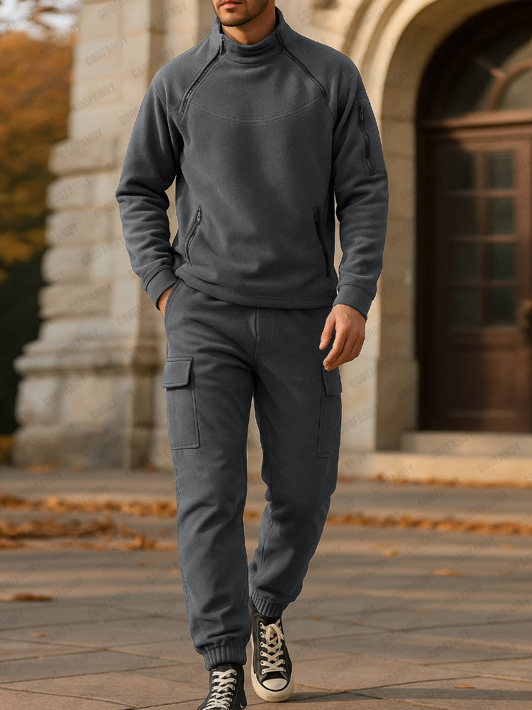 Comfort Fleece Zip Pockets Tracksuit Set – COOFANDY
