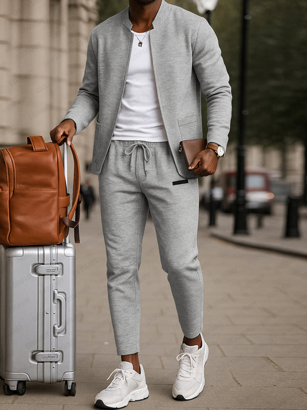 Versatile Open Front Jacket Pants Set