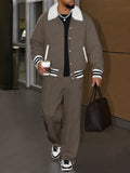 Urban Casual Plush Trim Jacket Pants Set