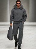 Cozy Fur Collar Hoodie Pants Set