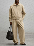 Simple Relaxed Fit Jacket Pants Set