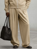 Simple Relaxed Fit Jacket Pants Set