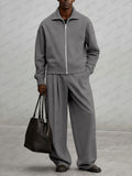 Simple Relaxed Fit Jacket Pants Set