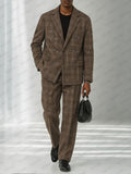 Classic Plaid Tweed Blazer Pants Set