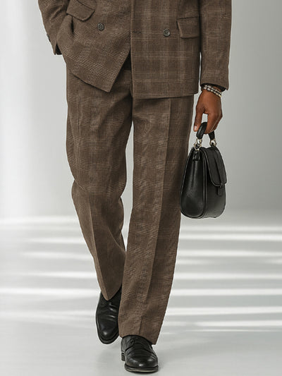 Classic Plaid Tweed Blazer Pants Set