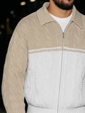 Comfy Two-Tone Cable Knit Jacket