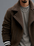 Casual Contrast Trim Fleece Jacket