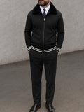 Modern Fur Collar Jacket Pants Set