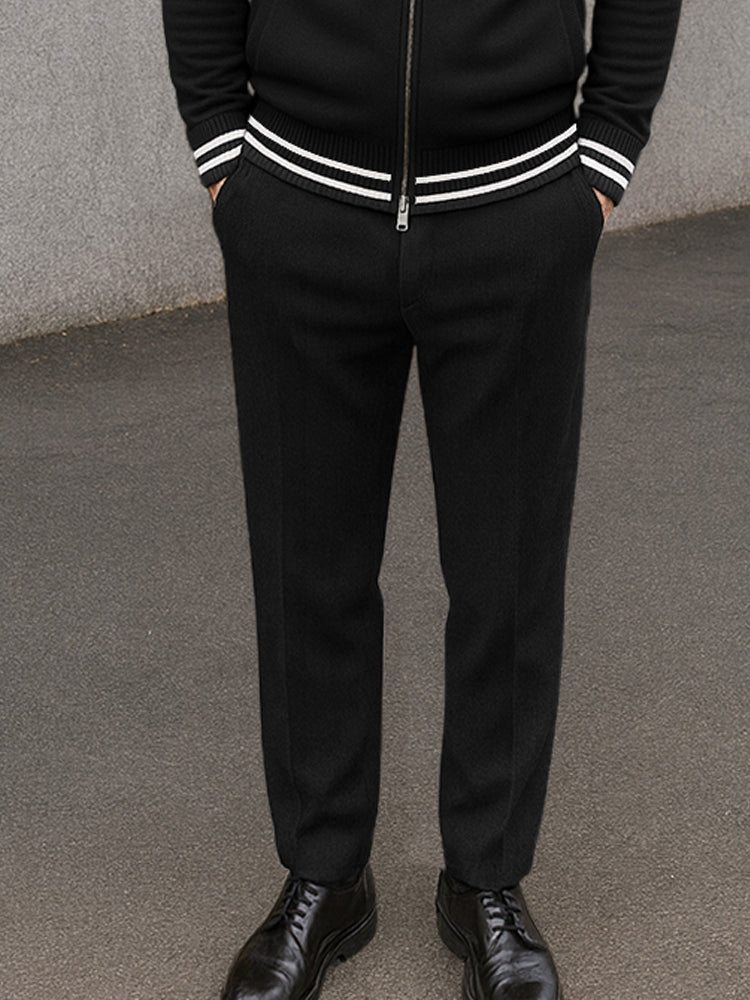 Modern Fur Collar Jacket Pants Set