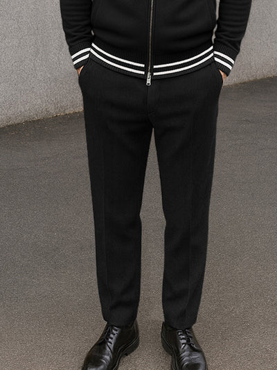 Modern Fur Collar Jacket Pants Set