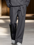 Refined Zip Jacket Straight Pants Set