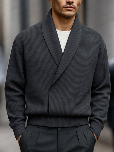 Elegant Shawl Collar Knit Sweater