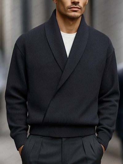 Elegant Shawl Collar Knit Sweater