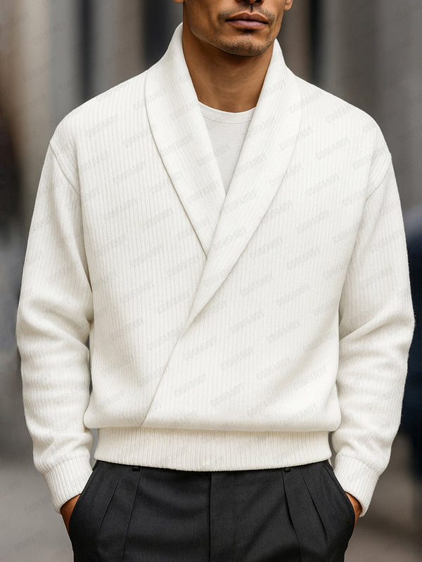 Elegant Shawl Collar Knit Sweater