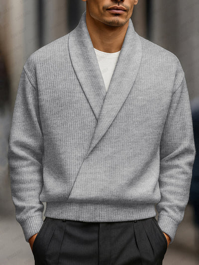 Elegant Shawl Collar Knit Sweater