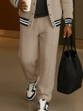 Casual Jacquard Textured Jacket Pants Set