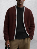 Versatile Contrast Trim Knit Cardigan