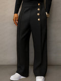 Casual Refined Button Detail Suit Pants