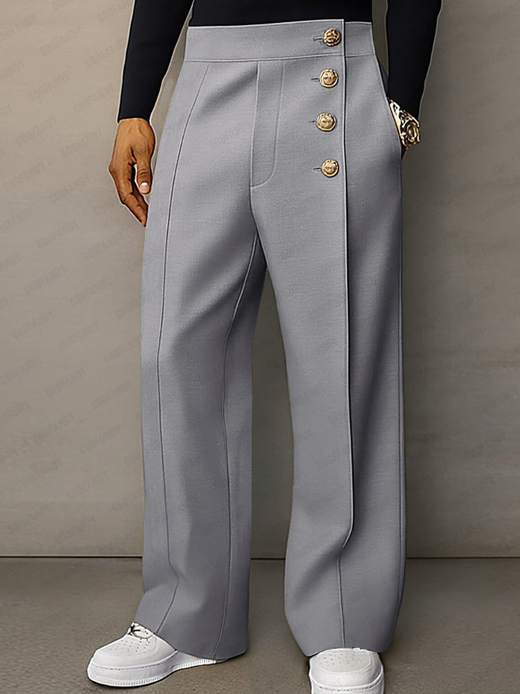 Casual Refined Button Detail Suit Pants