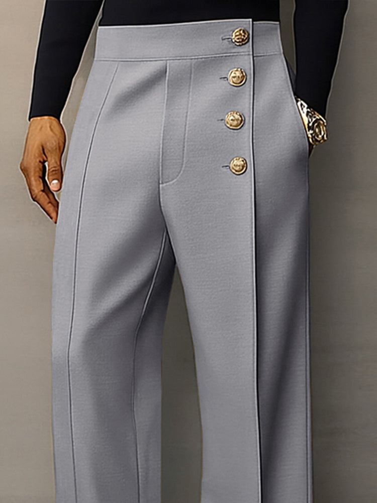 Casual Refined Button Detail Suit Pants