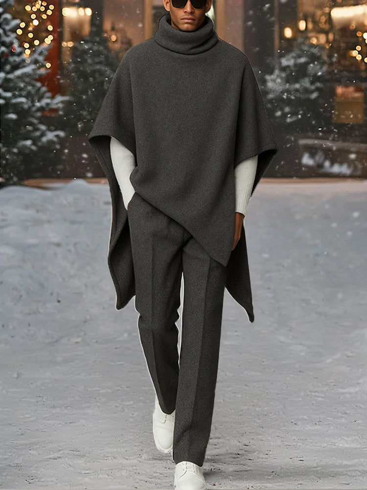 Urban Turtleneck Cloak Cape and Pants Set