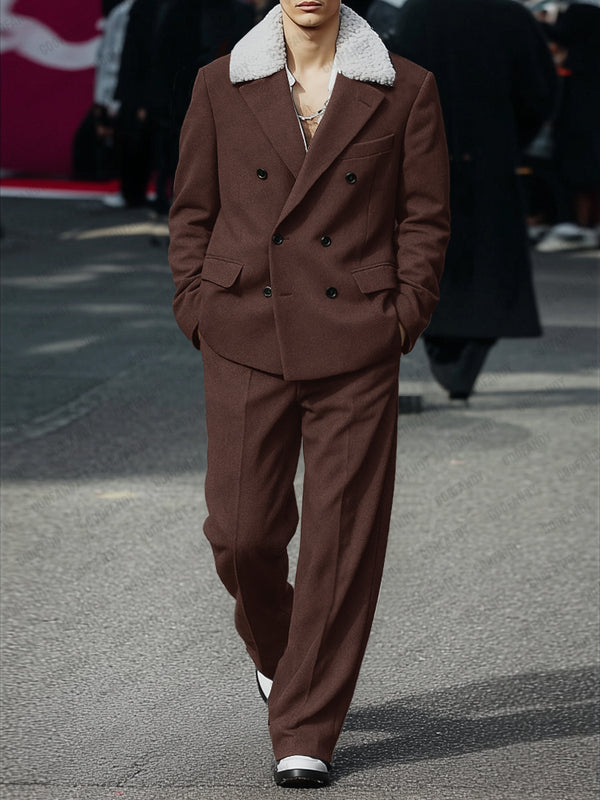 Comfort Luxury Plush Collar Blazer Pants Set