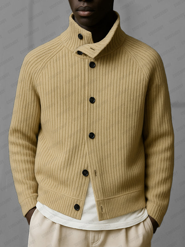 Premium Knit Button Turtleneck Cardigan
