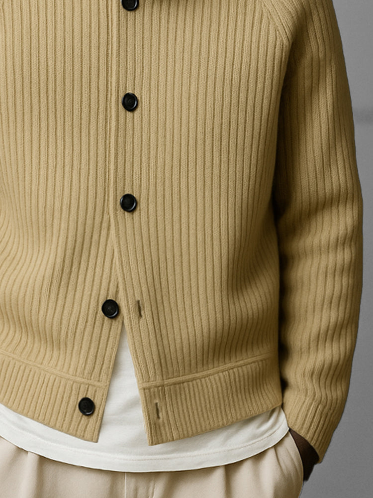 Premium Knit Button Turtleneck Cardigan