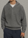 Casual Relaxed Rib-Knit Sweater Hoodie