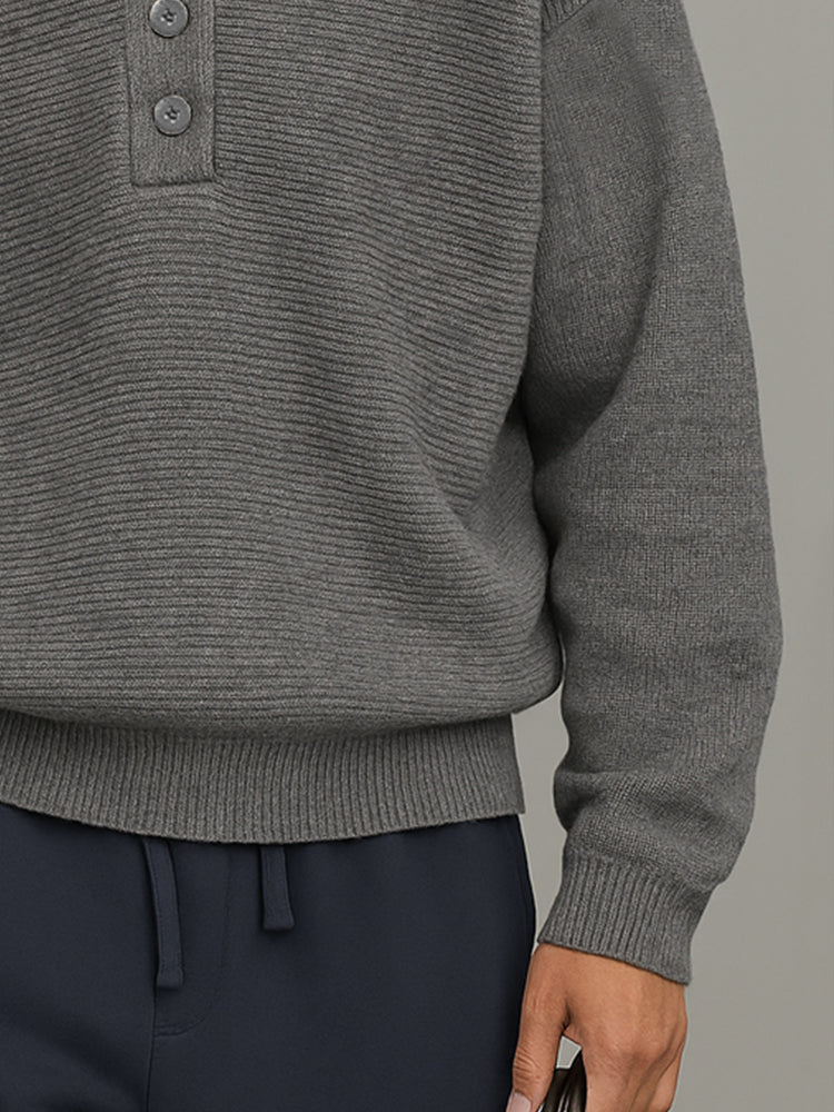 Casual Relaxed Rib-Knit Sweater Hoodie