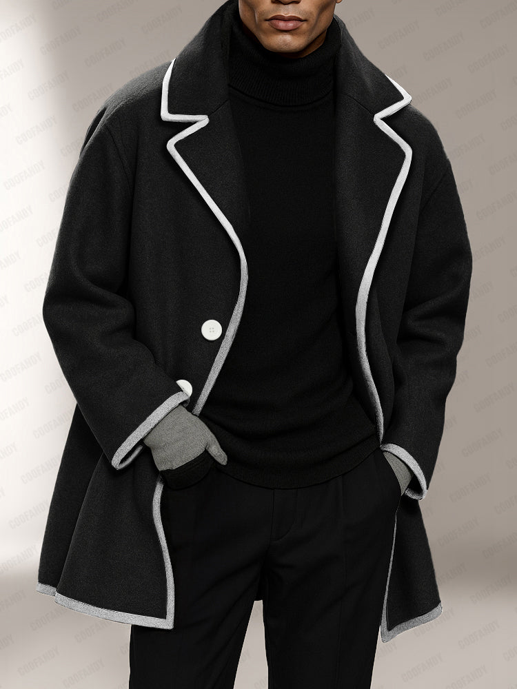 Modern Casual Contrast Front Coat