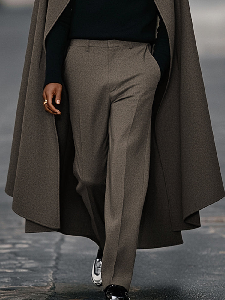 Elegant Casual Long Cape and Pants Set