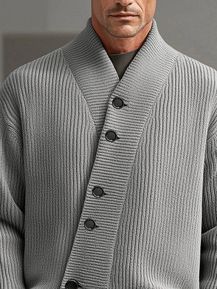 Modern Asymmetric Placket Knit Cardigan