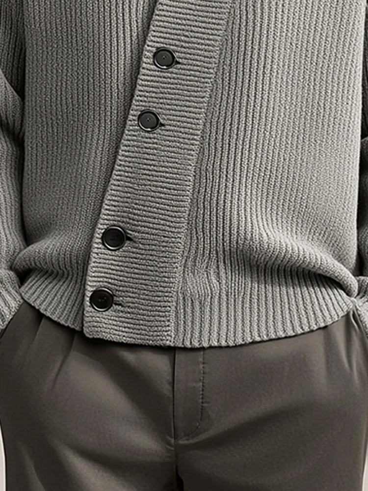Modern Asymmetric Placket Knit Cardigan