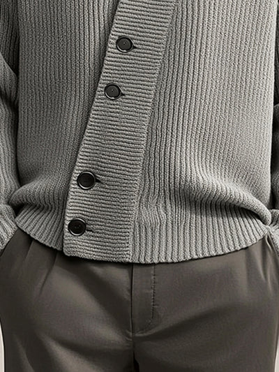 Modern Asymmetric Placket Knit Cardigan