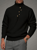 Stylish Button Accent High Neck Sweater