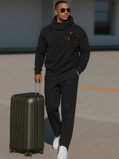 Trendy Asymmetric Placket Sweatsuit Set